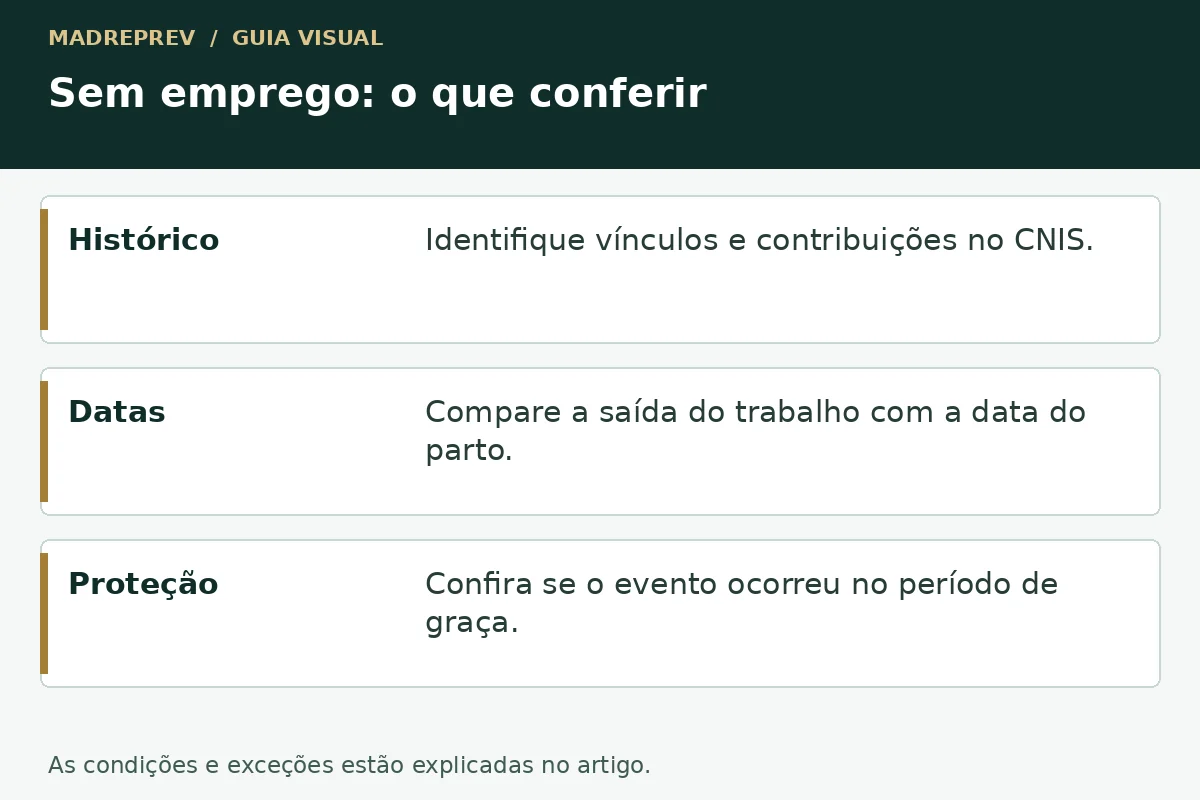 Sem emprego: o que conferir: histórico; datas; proteção.